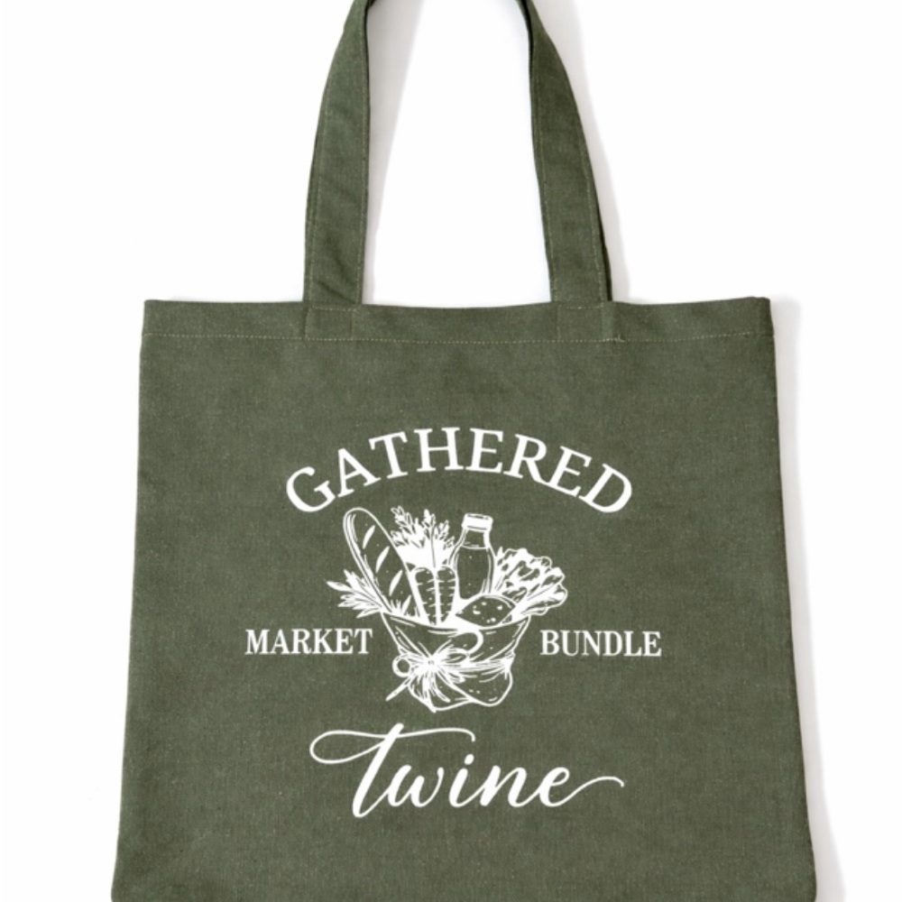 Handmade Gathered Twine Market Bundle Tote Bag - Green